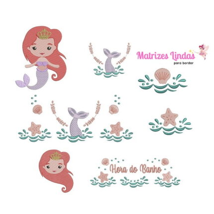 Matriz de Bordado – Hora do Banho Sereia Matriz de Bordado – Hora do Banho Sereia