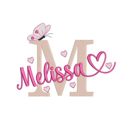 matriz de bordado nome Melissa sobreposto para bordar matrizes lindas