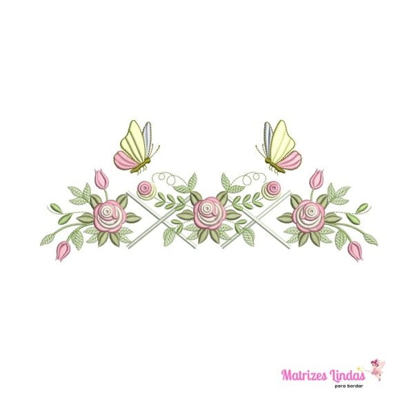 Matriz de Bordado Moldura Flores para bordar ML