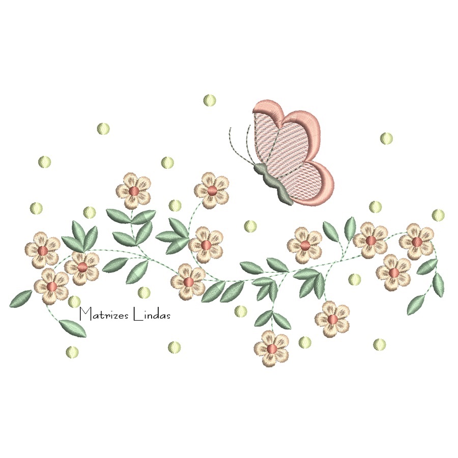 Matriz de Bordado - Raminho Flores Borboletas Matriz de Bordado - Raminho Flores Borboletas