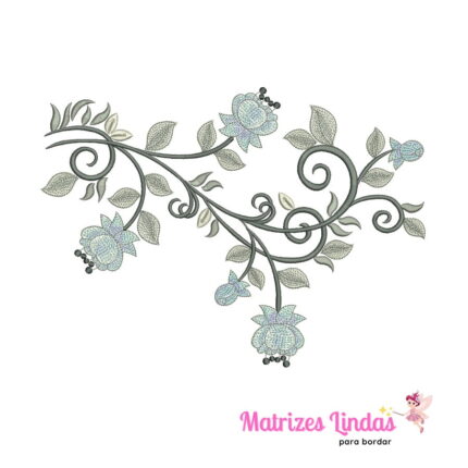Matriz de Bordado galho Ramo Flores para bordar ML
