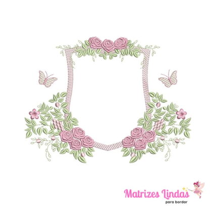 Matriz de Bordado – Moldura Flores Borboletas