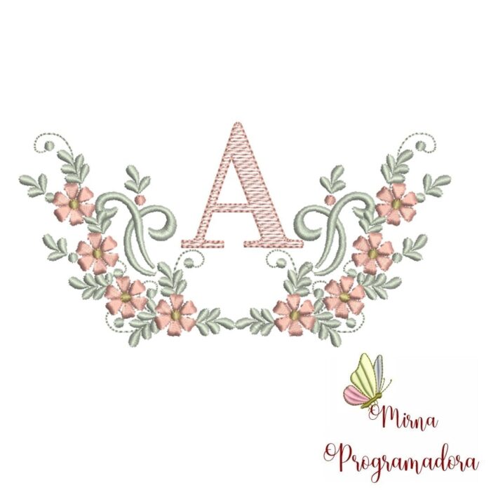 Matriz de Bordado - Alfabeto Arabesco Flores - Imagem 2