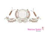 matriz de bordado Moldura Flores Borboleta 3D para bordar site matrizeslindas.com.br
