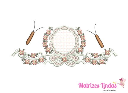 matriz de bordado Moldura Flores Borboleta 3D para bordar site matrizeslindas.com.br