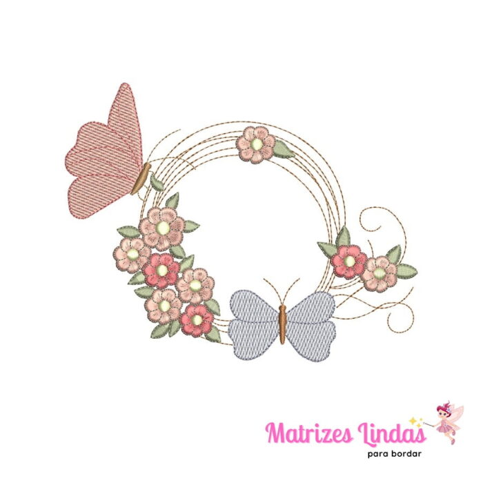 Matriz de Bordado – Moldura Ramo Flores