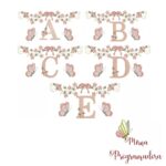 Matriz de bordado – Alfabeto Arabesco Flores Borboletas