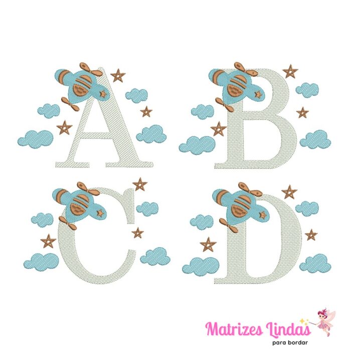 Matriz de Bordado – Alfabeto Avião
