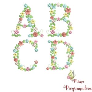 Matriz de Bordado Alfabeto Florais