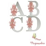 Matriz de bordado – Alfabeto Lacinho Flores