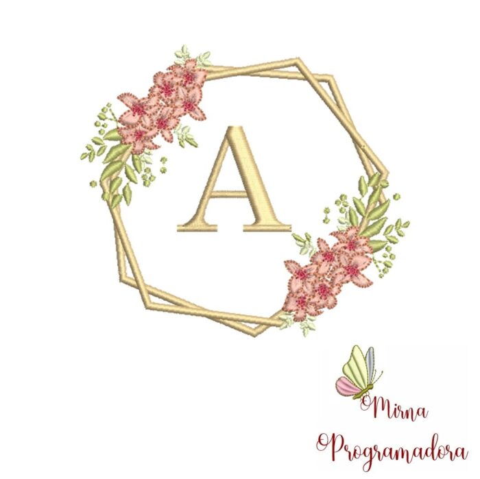Matriz de Bordado – Alfabeto Moldura Flores