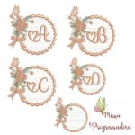 Matriz de bordado – Alfabeto Moldura Flores Lacinho