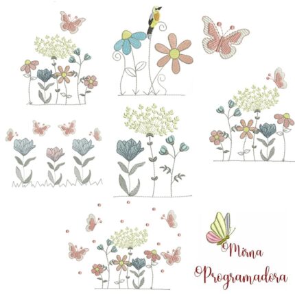 Matriz de Bordado – Flores e Borboleta