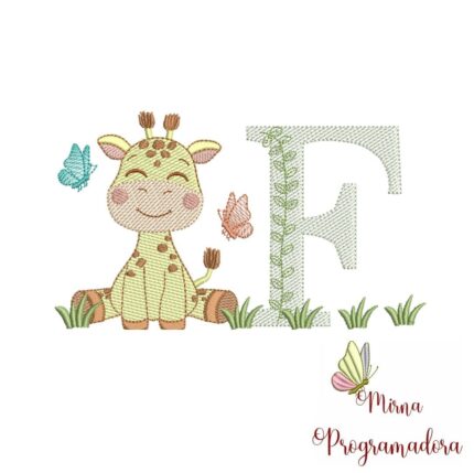 Matriz de bordado – Girafinha Letra F
