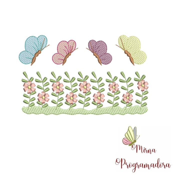 Matriz de bordado – Jardim Borboletas Flores