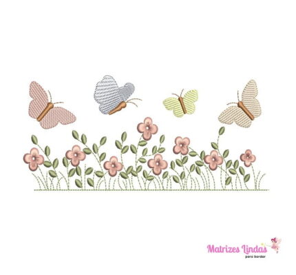 matriz de bordado jardim com borboletas 3 para bordar