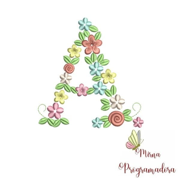 Matriz de Bordado Floral Letra A