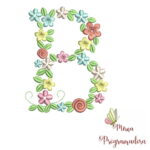 Matriz de Bordado Alfabeto Florais - Imagem 3