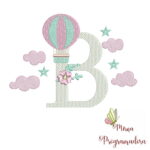 Matriz de Bordado Alfabeto Nuvens Balão Menina - Imagem 2
