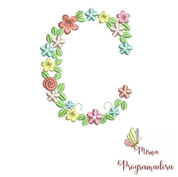 Matriz de Bordado Floral Letra C