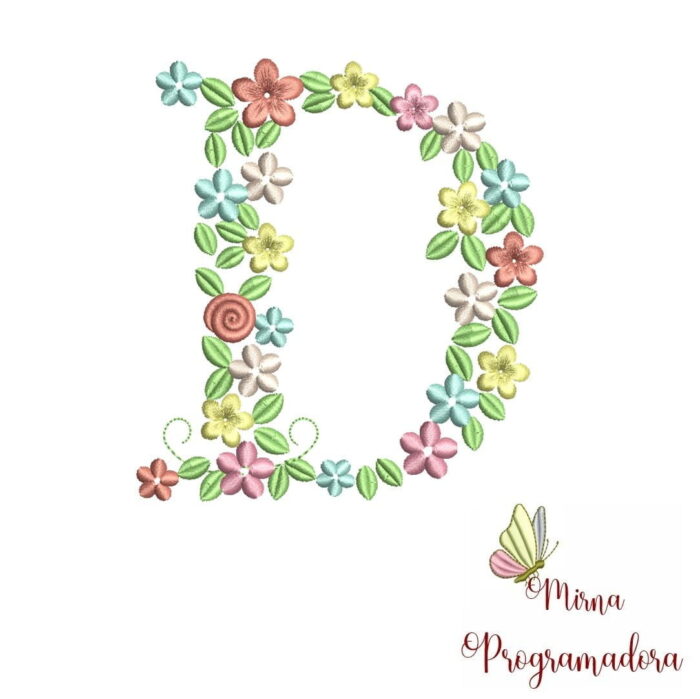 Matriz de Bordado Floral Letra D
