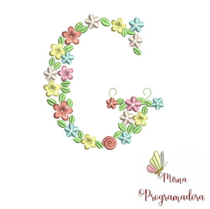 Matriz de Bordado Floral Letra G