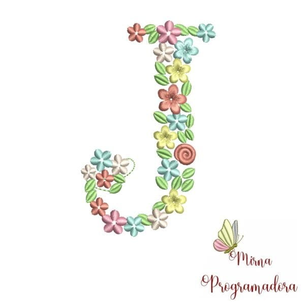 Matriz de Bordado Floral Letra J