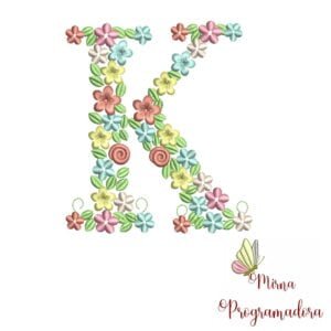 Matriz de Bordado Floral Letra K