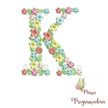Matriz de Bordado Floral Letra K