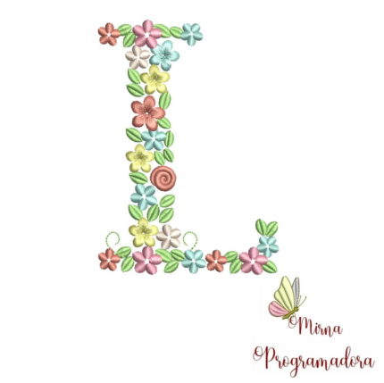 Matriz de Bordado Floral Letra L