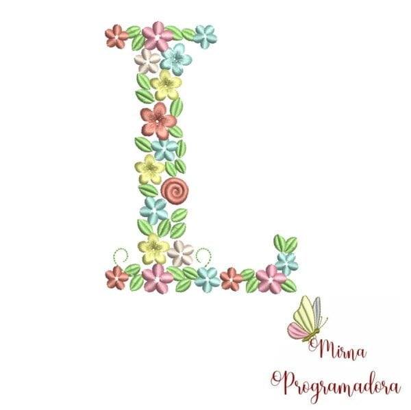 Matriz de Bordado Floral Letra L