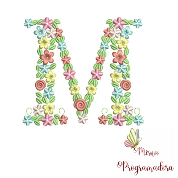 Matriz de Bordado Floral Letra M