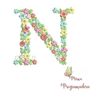 Matriz de Bordado Floral Letra N