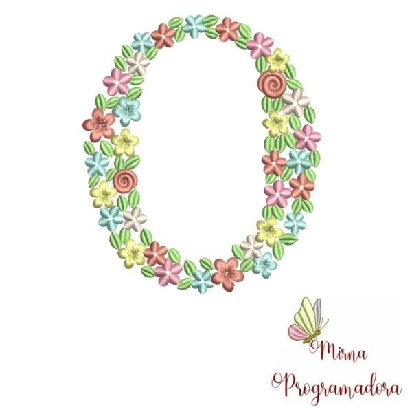 Matriz de Bordado Floral Letra O