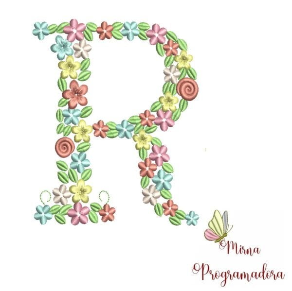 Matriz de Bordado Floral Letra R