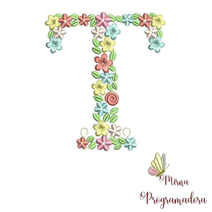 Matriz de Bordado Floral Letra T