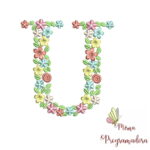 Matriz de Bordado Floral Letra U