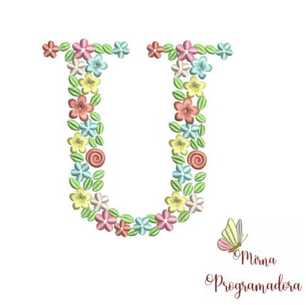 Matriz de Bordado Floral Letra U