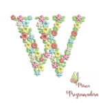 Matriz de Bordado Floral Letra W