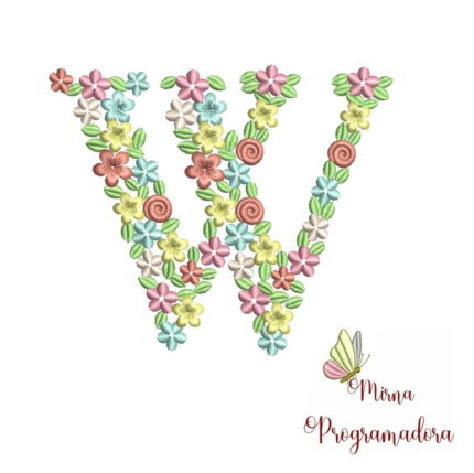 Matriz de Bordado Floral Letra W