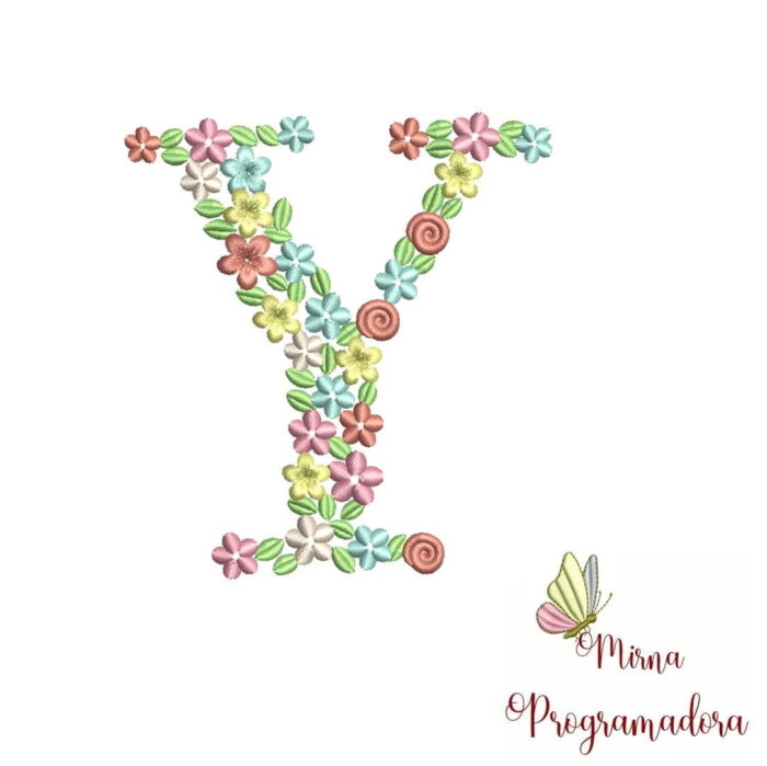 Matriz de Bordado Floral Letra Y