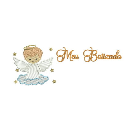 matriz de bordado meu batizado anjinho menino para bordar