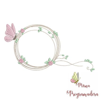 Matriz de Bordado – Moldura Flores borboleta