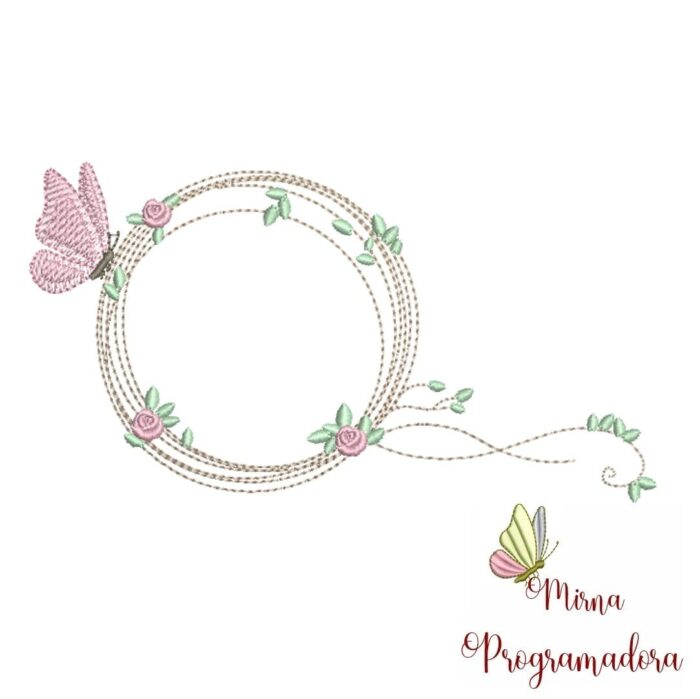 Matriz de Bordado – Moldura Flores borboleta