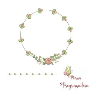 Matriz de bordado – Moldura Flores Raminhos