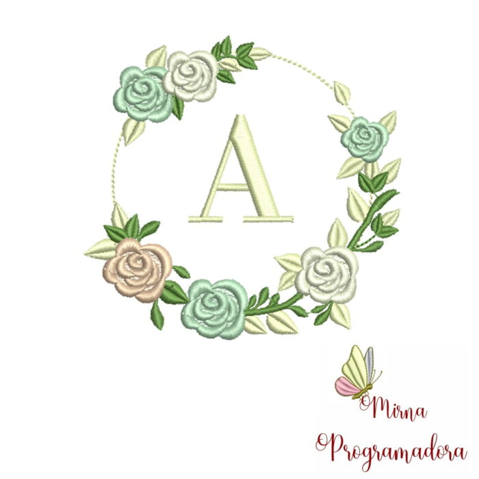 Matriz de bordado – Alfabeto Moldura Flores - Imagem 2