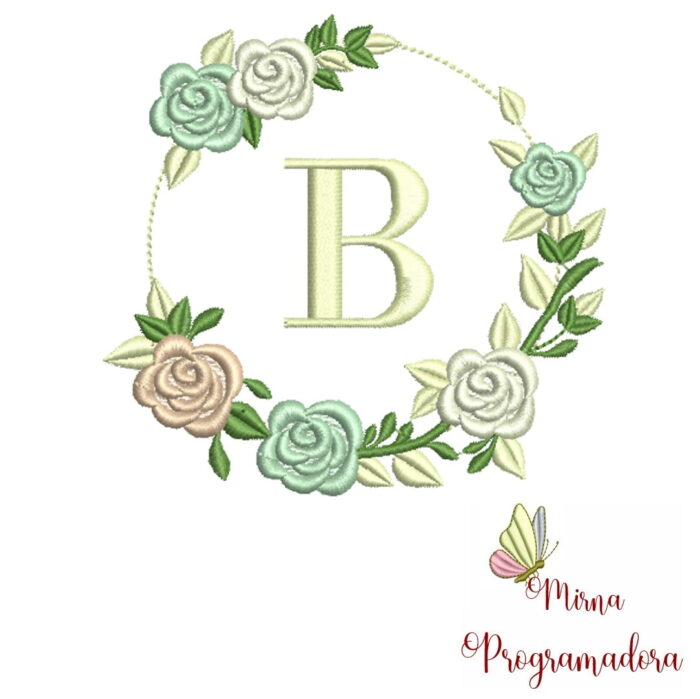 Matriz de bordado – Alfabeto Moldura Flores - Imagem 3