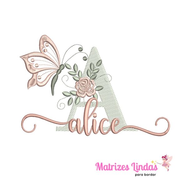 matriz de bordado nome Alice sobreposto para bordar ML