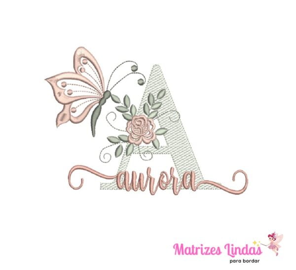 matriz de bordado nome Aurora para bordar site matrizeslindas.com.br