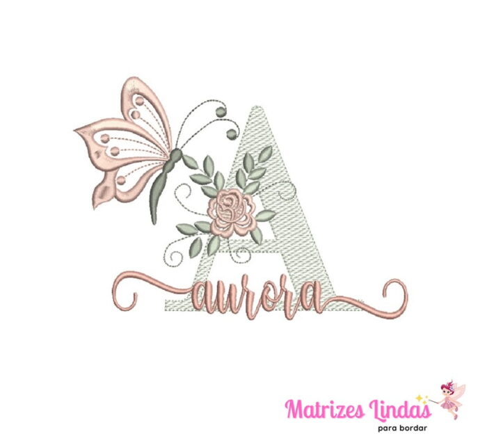 matriz de bordado nome Aurora para bordar site matrizeslindas.com.br